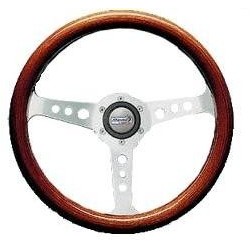 STEERING WHEEL MOHAGANY/SILVER DIAMETER MM. 320